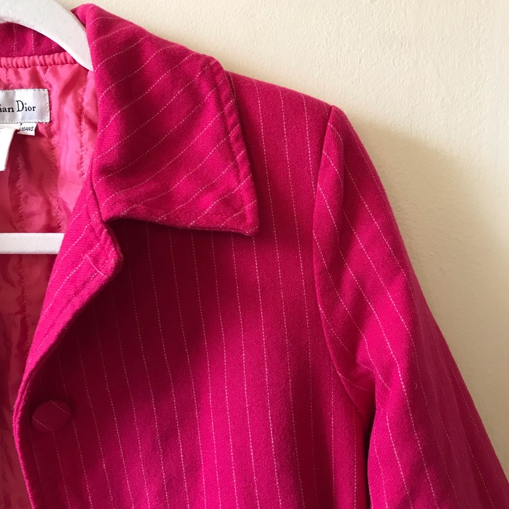 Christian Dior Kid Pink/white Stripped Wool Coat ✨ - Picture 4 of 10